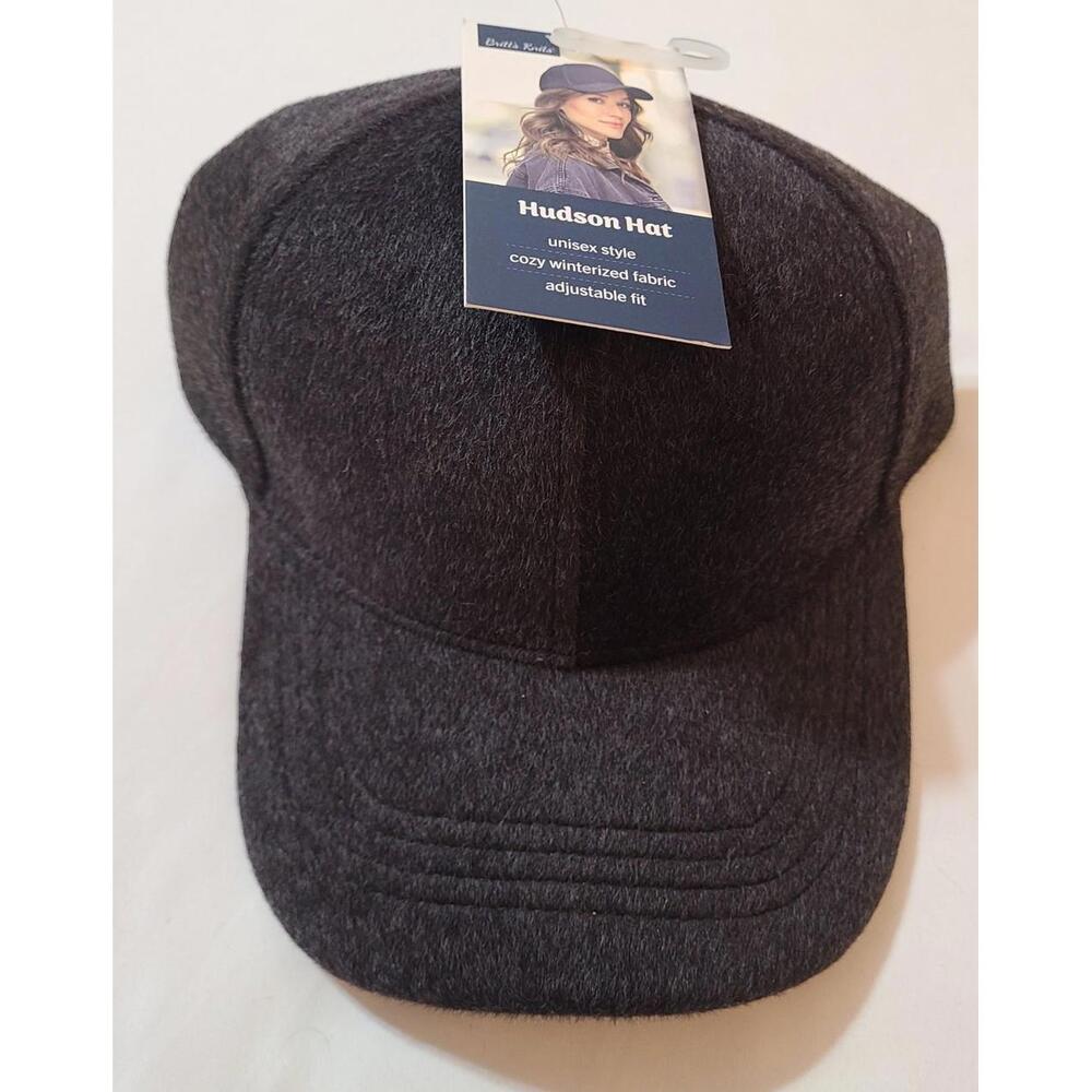Britt's Knits Hudson Hat Unisex Adjustable Fit Winterized Fabric Gray Baseball